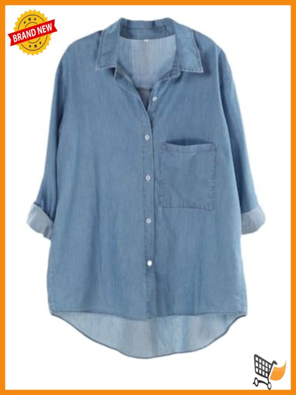 Long Sleeve Button Down Blouse Cotton Tunic High Low Top Loose Fit